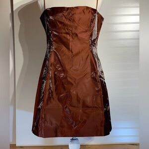 Women’s size 10 Danielle Bernstein mini dress warm brown corset top lined bottom